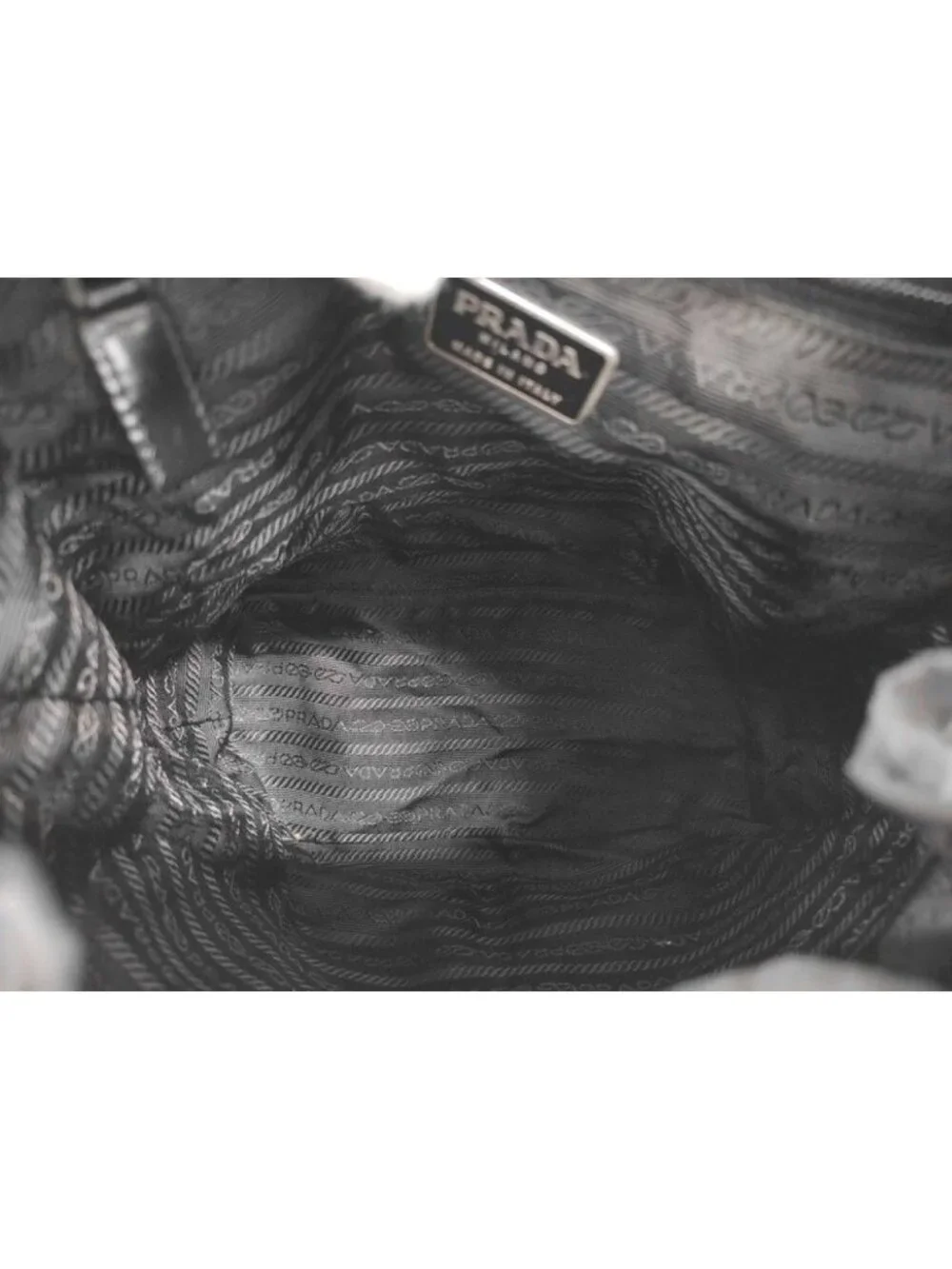 Prada Backpack Triangle Logo Black Nylon White Tag Silver